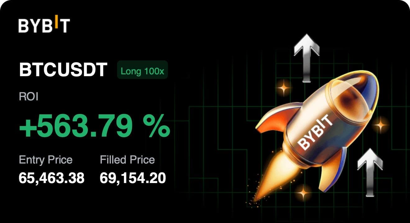 Bybit BTCUSDT 多单交易分享图，ROI 为正 563.79%